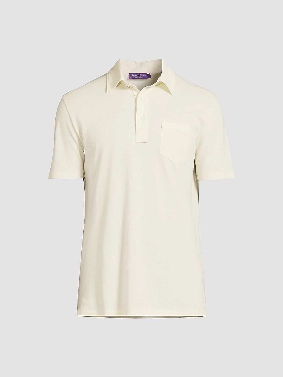 Ralph Lauren Purple Label Men's Cotton-Cashmere Piqué Polo Shirt - Classic Cream - Size XXL
