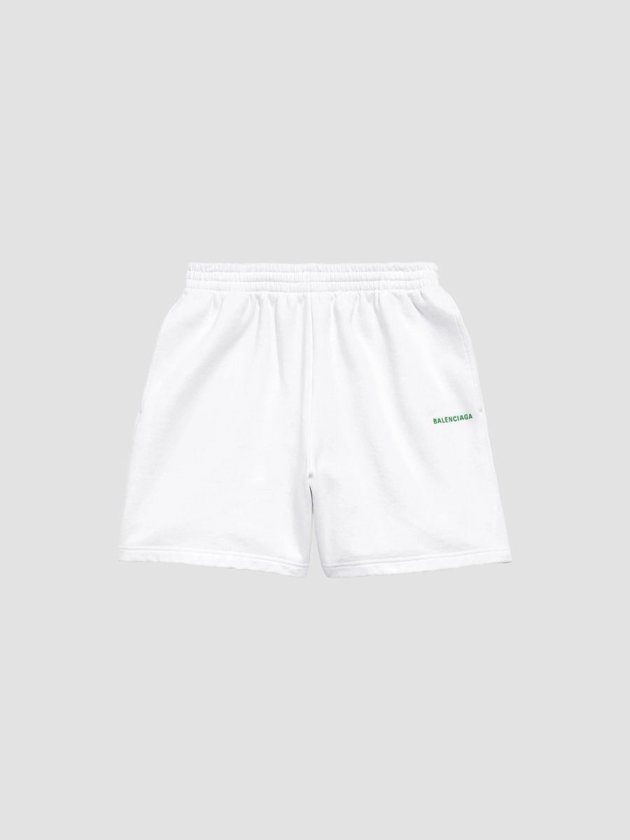 Balenciaga Men's Relaxed Fit Shorts - White Apple Green - Size XXL