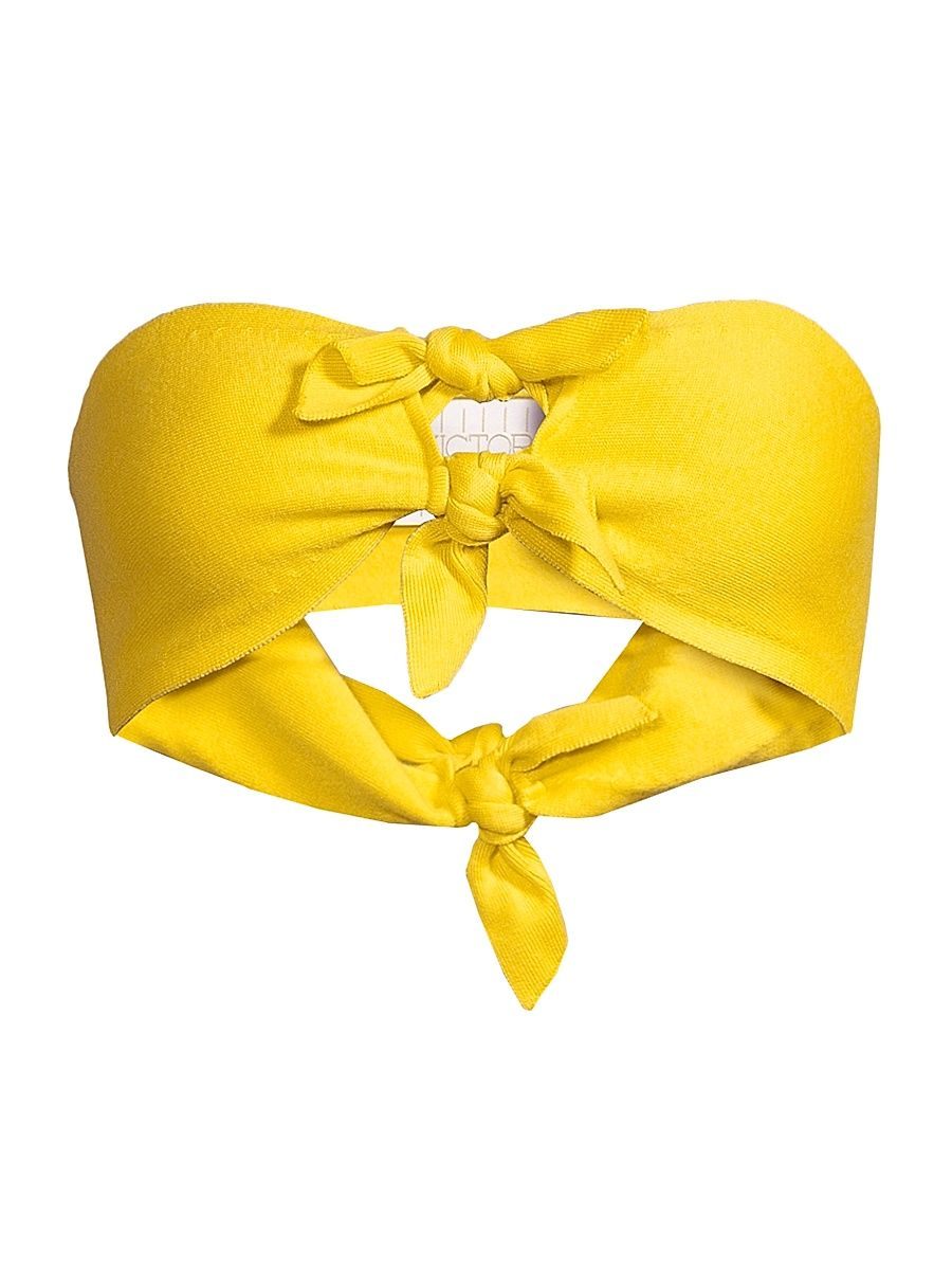 Women's Knotted Bandeau Bikini Top - Yellow - Size XL