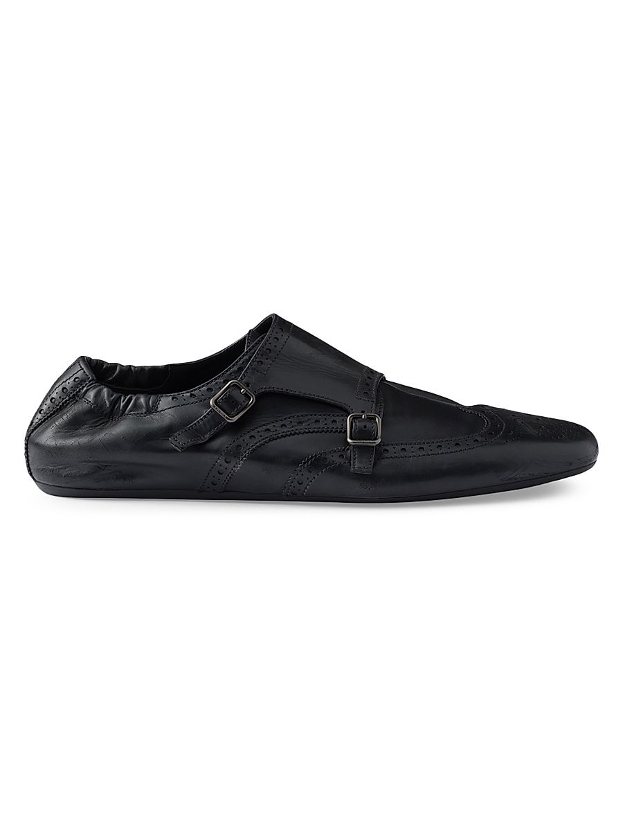 Men's Double Monk Strap Shoes - Black - Size 8.5
