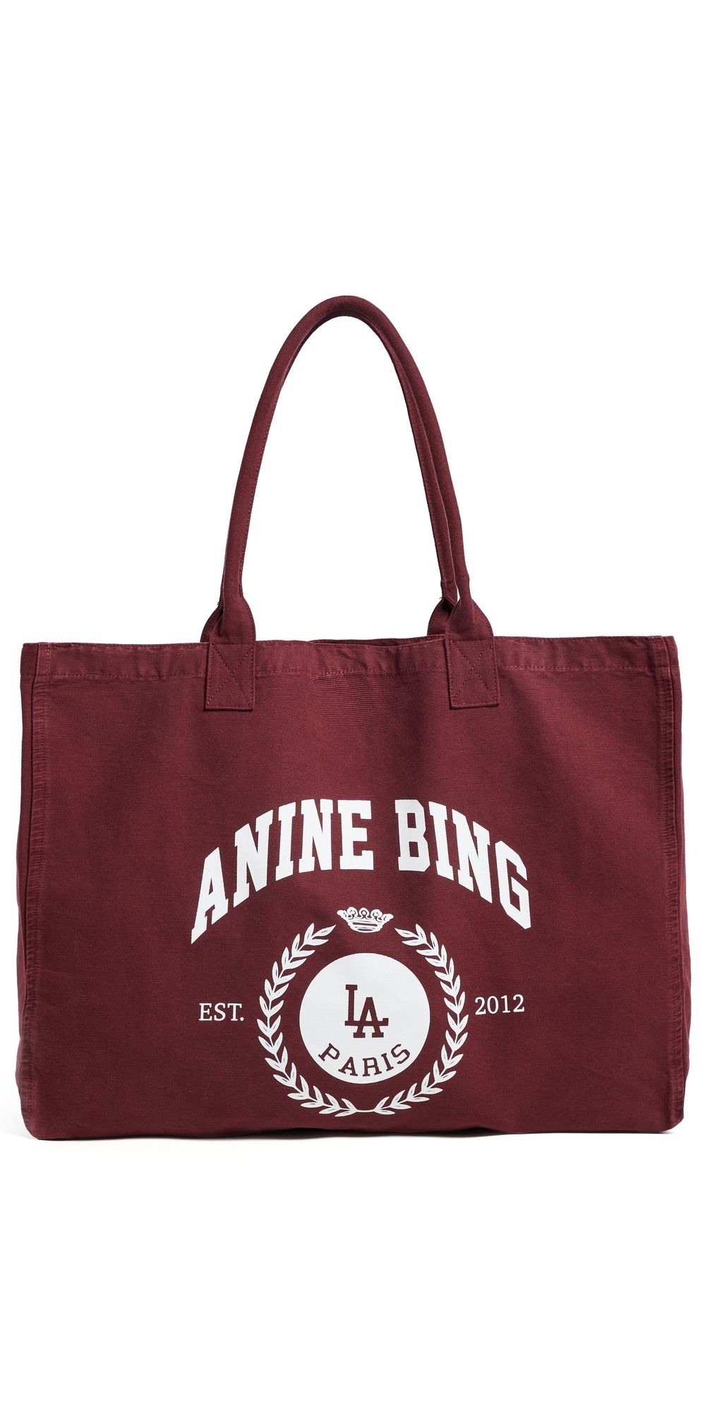 ANINE BING Leo Canvas Collegiate Tote Bag Fig One Size