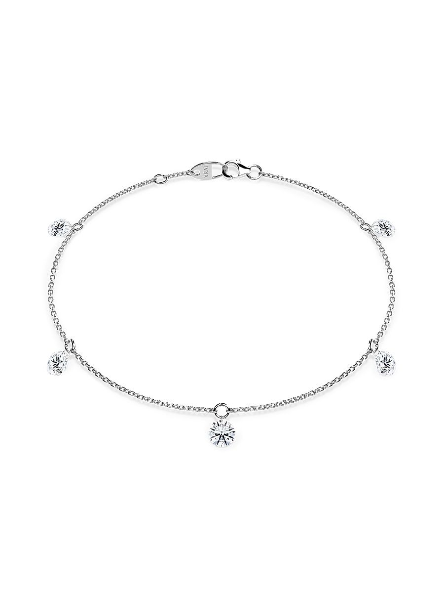 Women's 14K Gold & 1.25 TCW Lab-Grown Diamond Floating Station Bracelet - White Gold