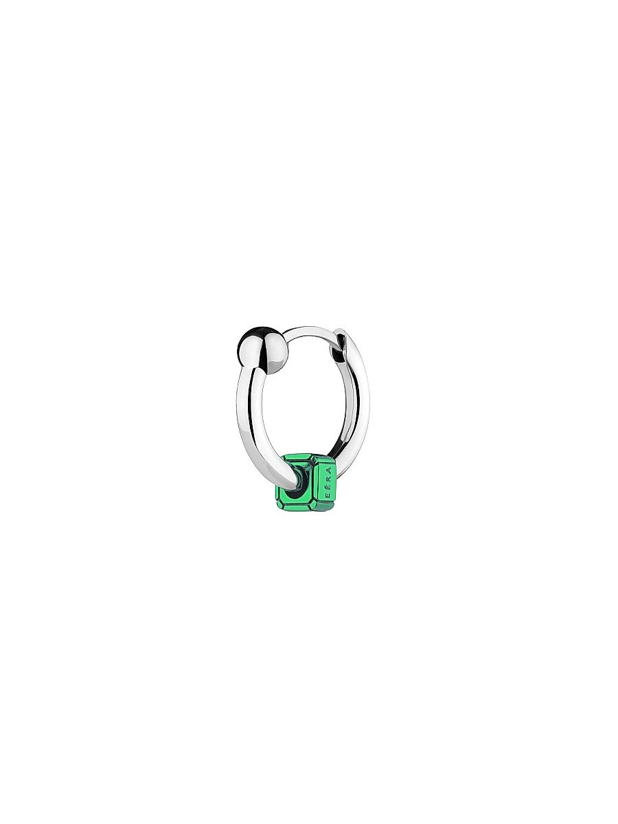 Women's Maga Circe Mini 18K White Gold Piercing Ball Single Earring - White Gold Green