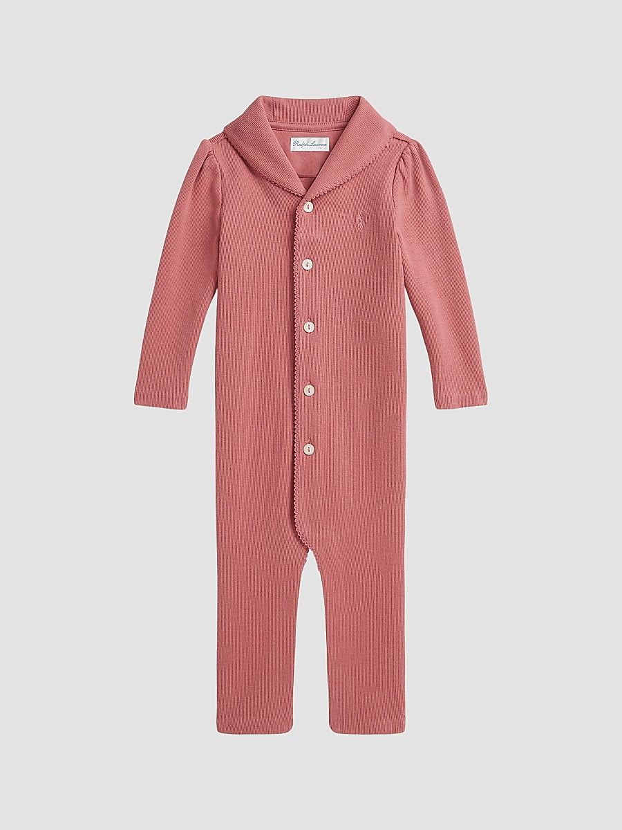 Baby Girl's Ribbed Coveralls - Canvas Pink - Size 9 Months
