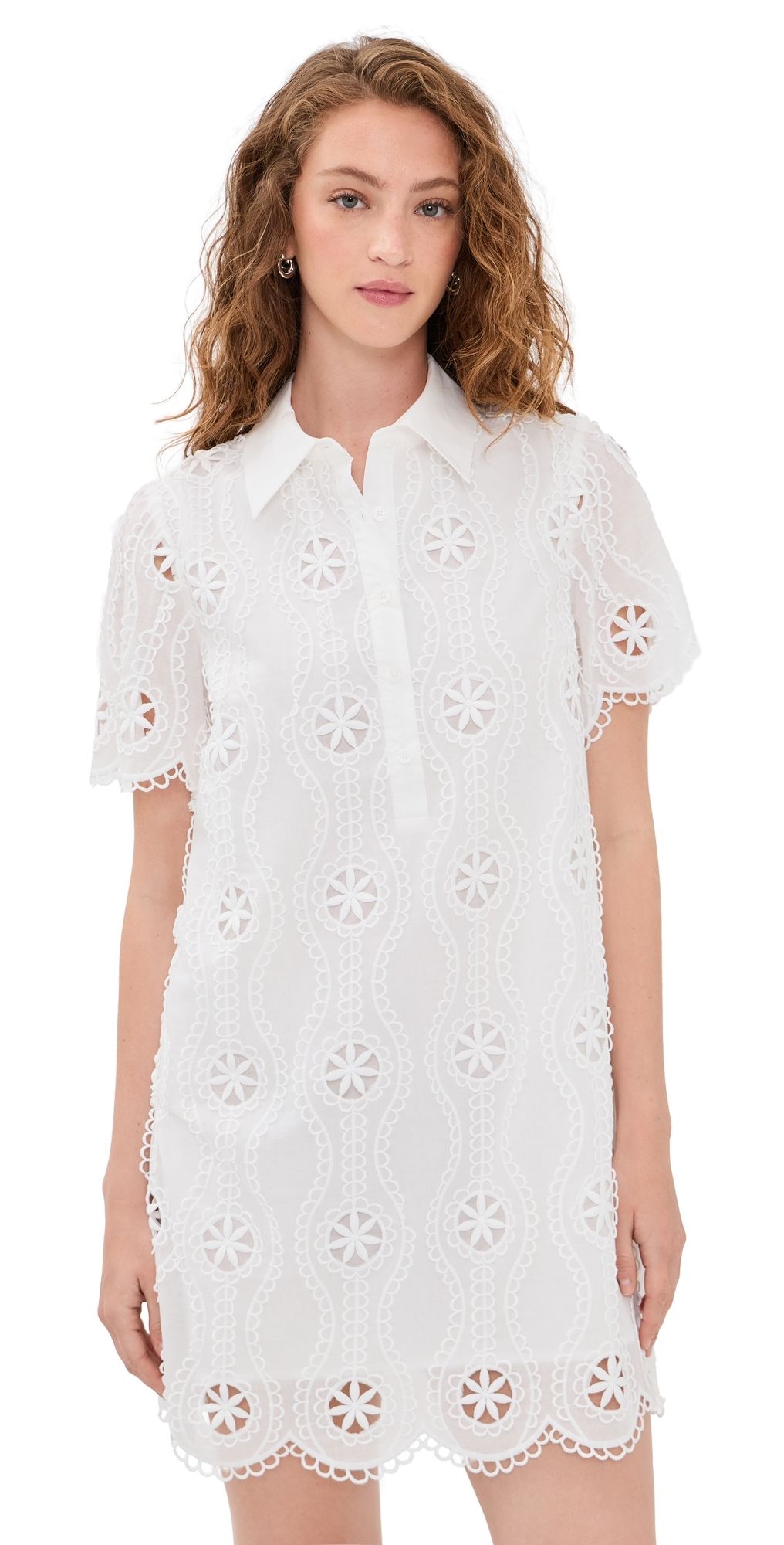 English Factory Collared Shirt Mini Dress White XS