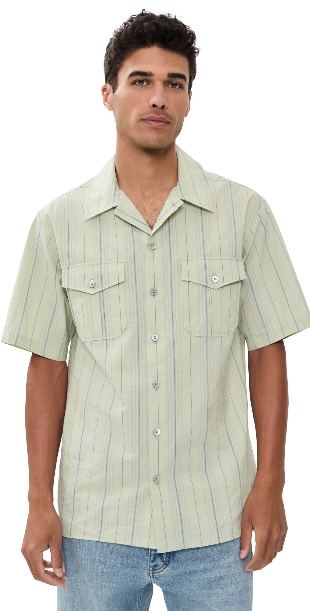 MM6 Maison Margiela Double Pocket Stripe Shirt Sage Green 46