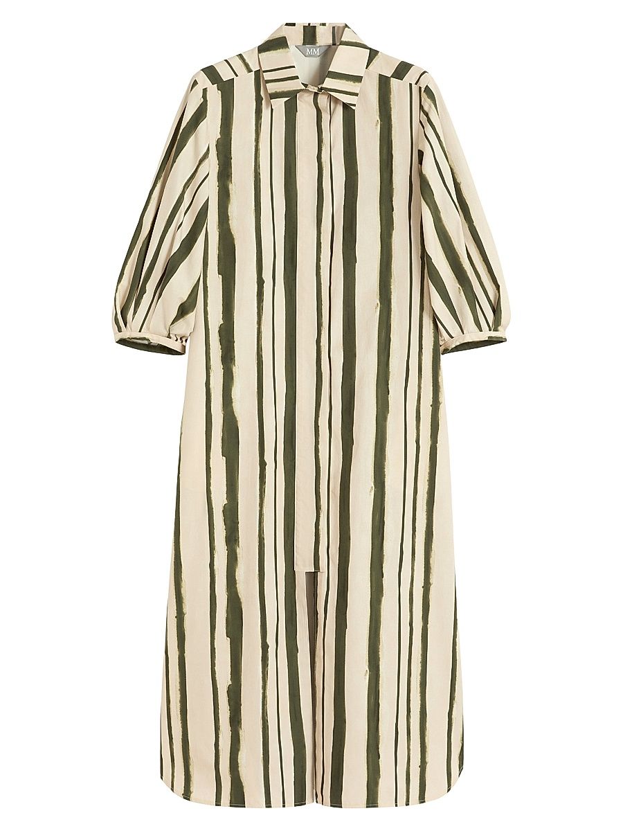 Women's Printed Poplin Shirt Dress - Moss Green - Size 2