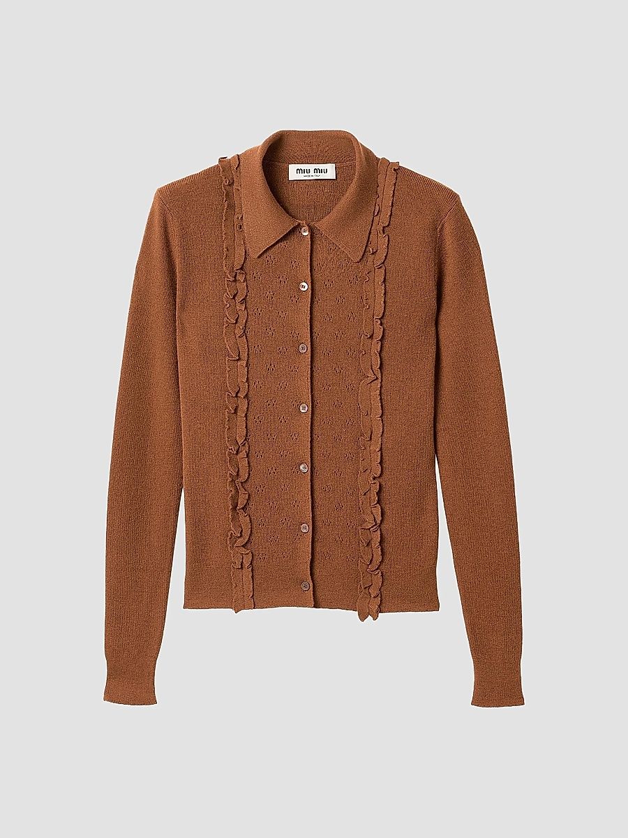 Miu Miu Women's Cashmere and Silk Cardigan - Brown - Size 6