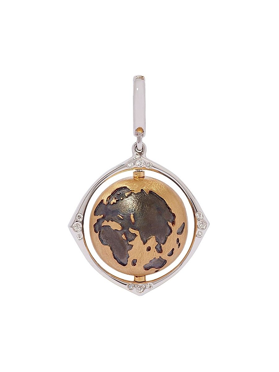 Women's Mythology 18K Yellow, Black Rhodium & 0.08 TCW Diamond Spinning Globe Charm