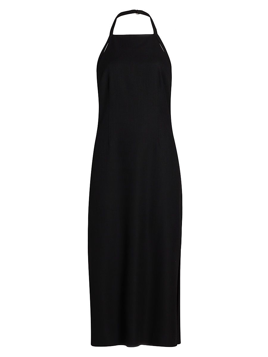 Women's Apron Halter Sleeveless Midi-Dress - Black - Size 8