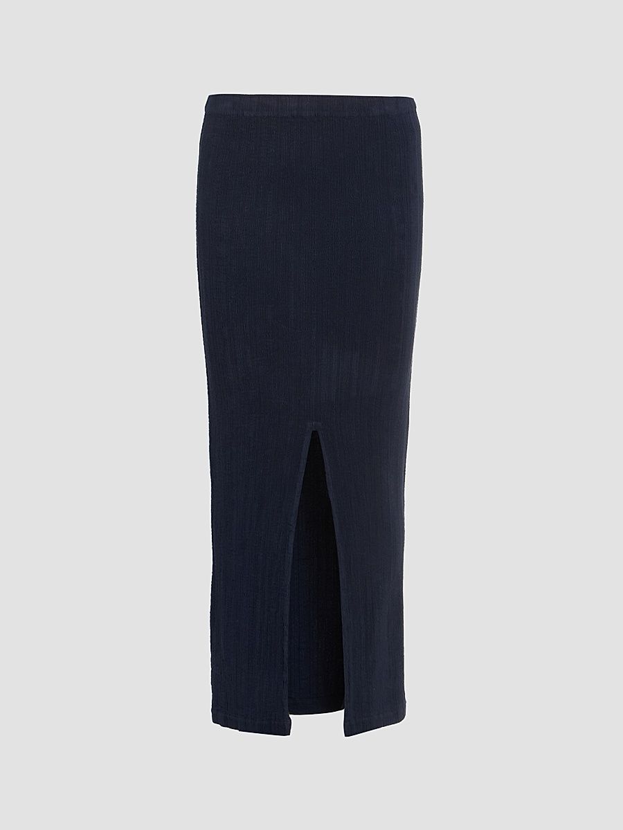 Women's Rill Plissé Midi Skirt - Dark Navy - Size Small