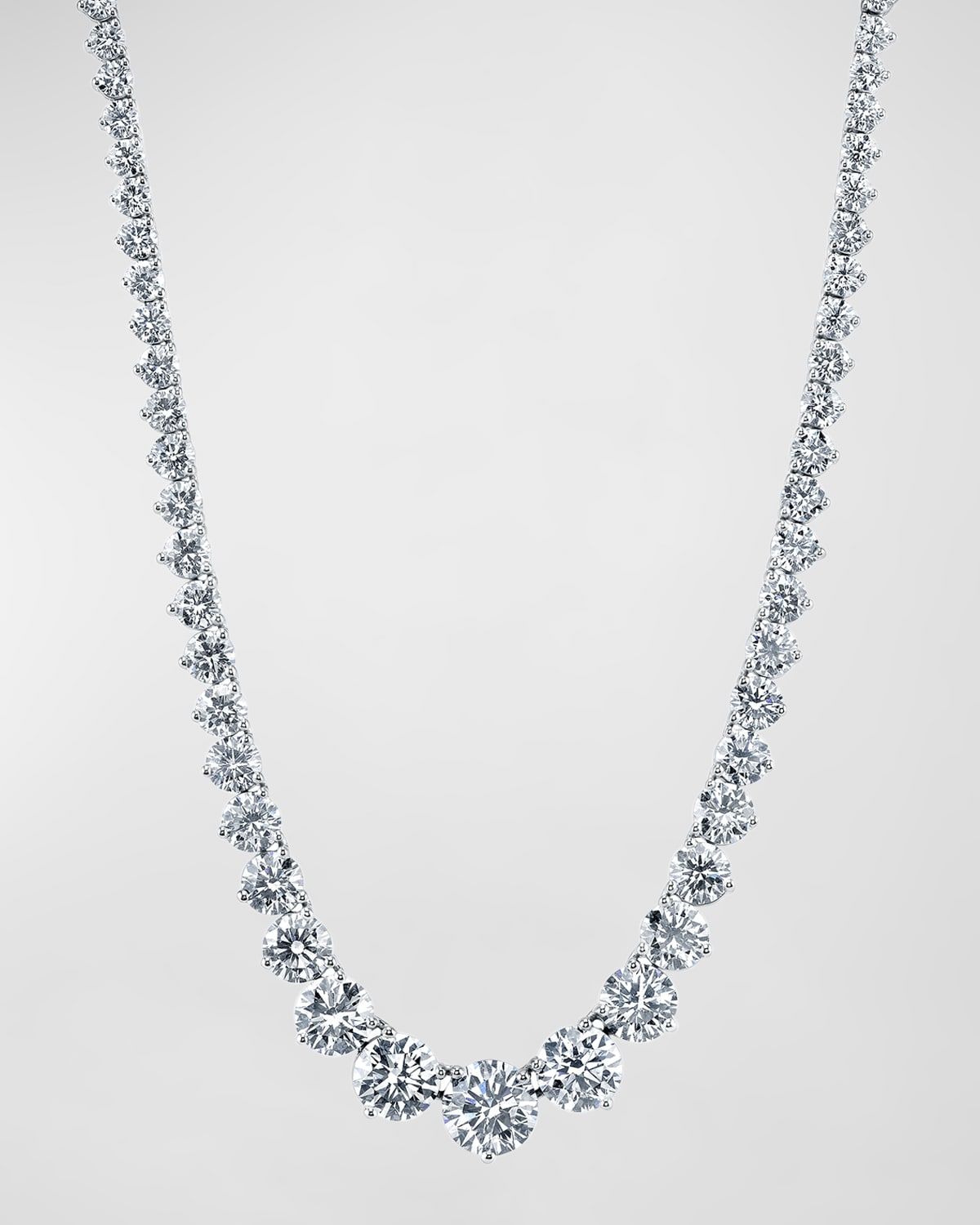 Platinum 3-Prong Riviera 16" Diamond Necklace; 13.00tcw