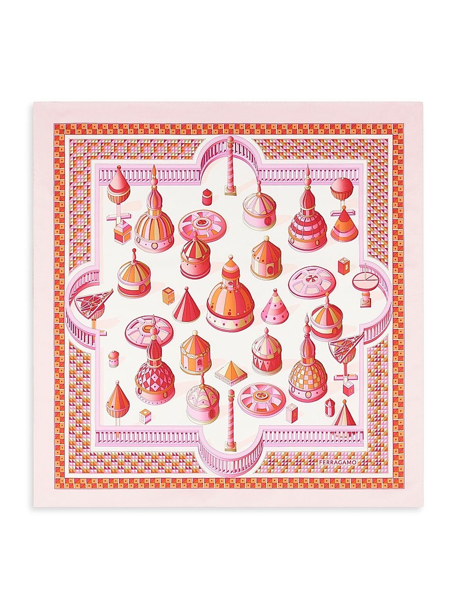 Women's Duomo Printed Silk Foulard - Cotton Candy