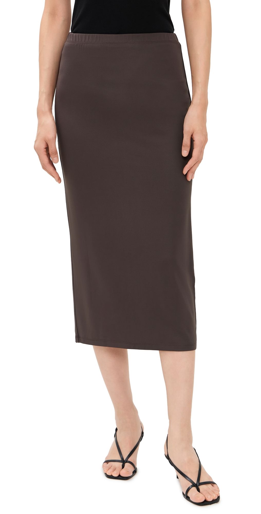 Good American Matte Jersey Midi Pencil Skirt Bark003 L