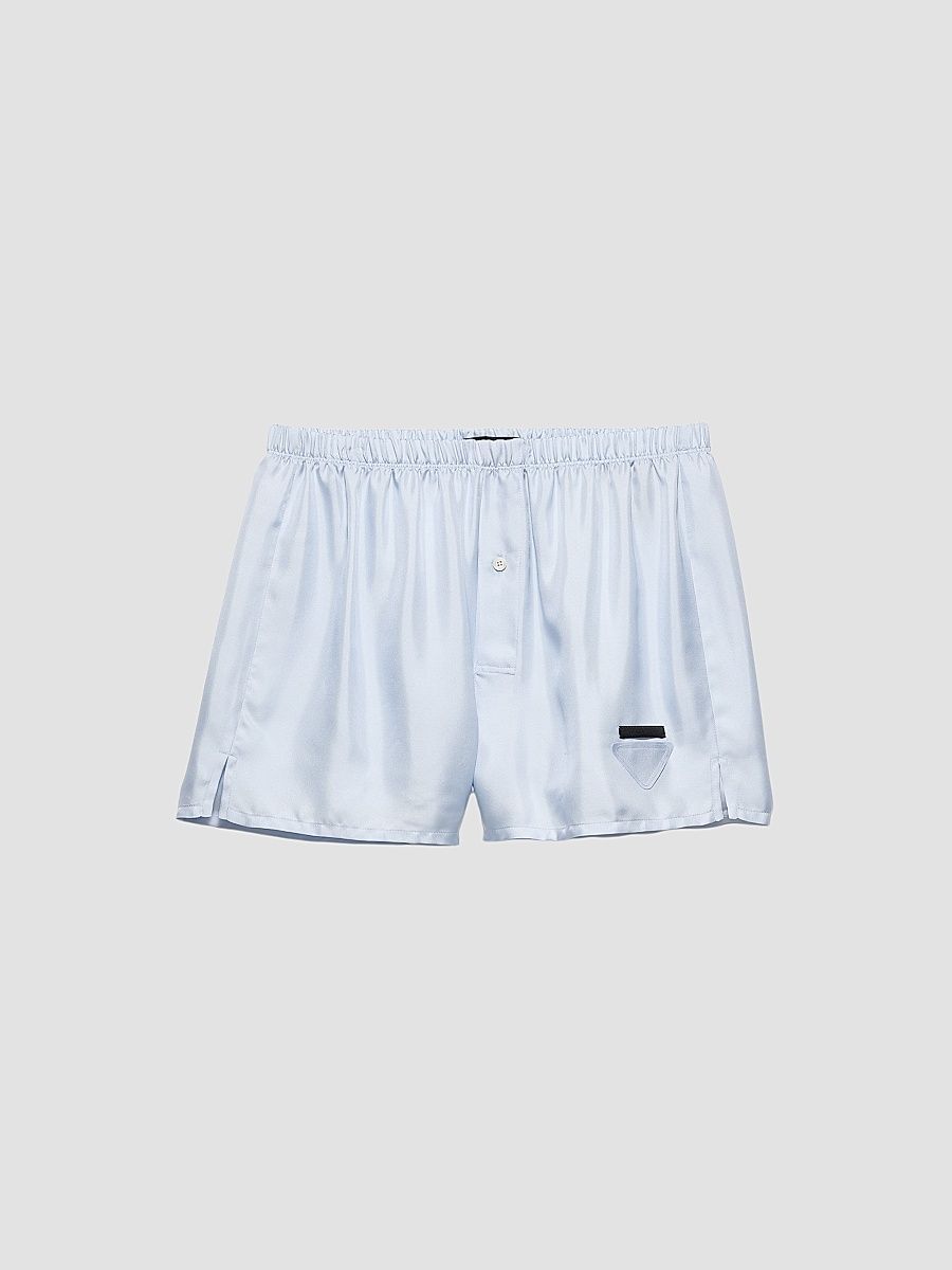 Men's Silk Boxer Shorts - Blue - Size XXXXL