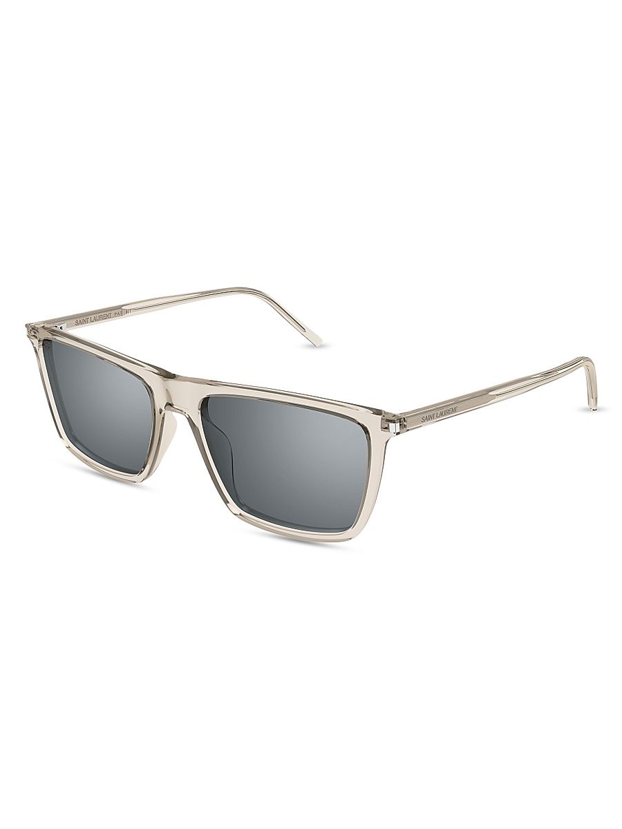 Men's Thin Acetate SL 668 56MM Square Sunglasses - Translucent Beige Grey