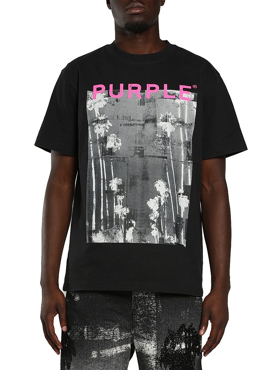 Men's Abstract Logo Cotton Crewneck T-Shirt - Black - Size XXL