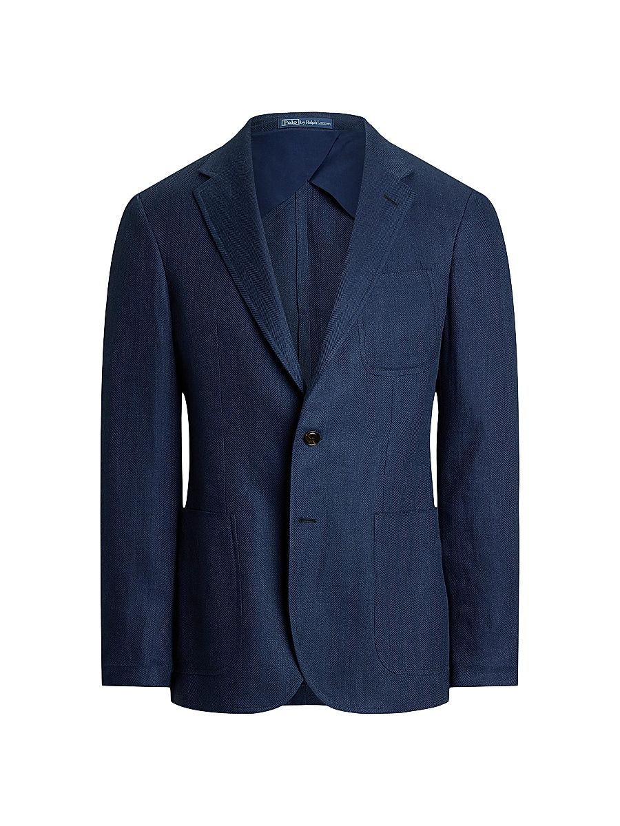 Men's Polo Tailored Herringbone Sport Coat - Bright Navy - Size 38