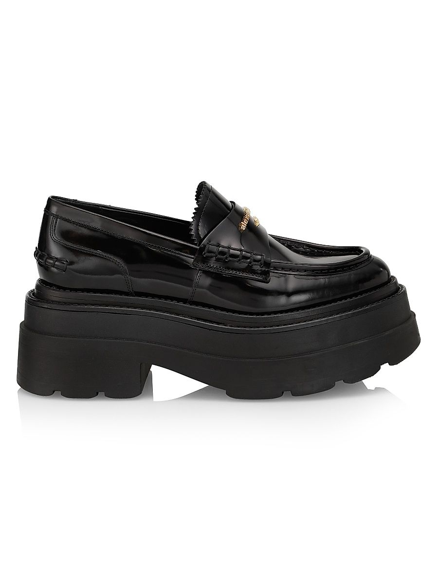 Women's Carter Leather Platform Loafers - Black - Size 10.5