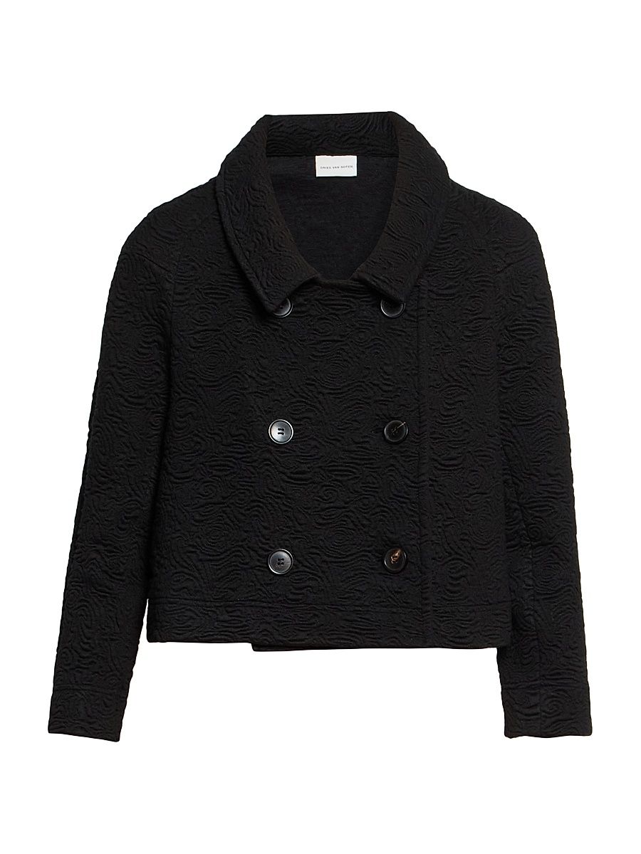 Women's Huvia Matelassé A-line Crop Jacket - Black - Size Large