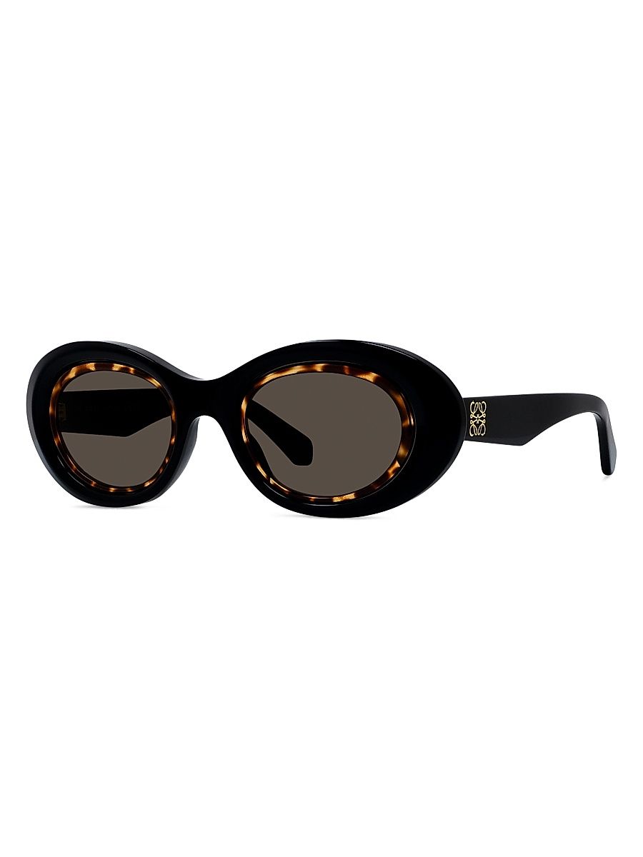 Women's Anagram 54MM Oval Sunglasses - Shiny Black Brown