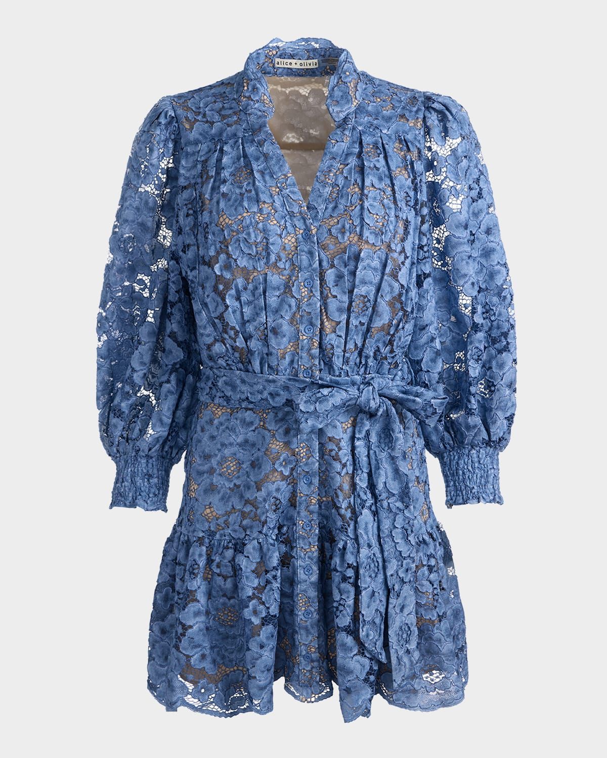 Cora Voluminous Floral Lace Shirtdress