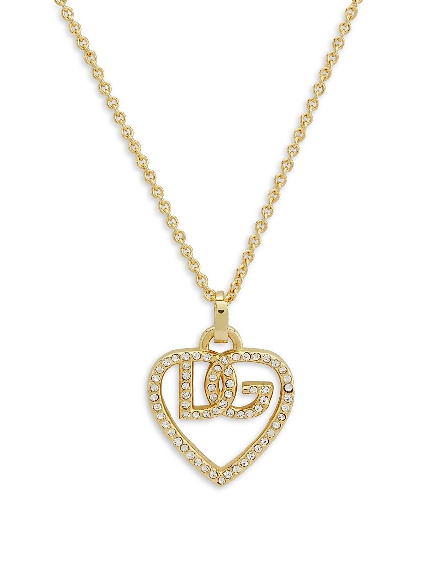 Women's Goldtone & Glass Crystal Monogram Heart Pendant Necklace - Gold