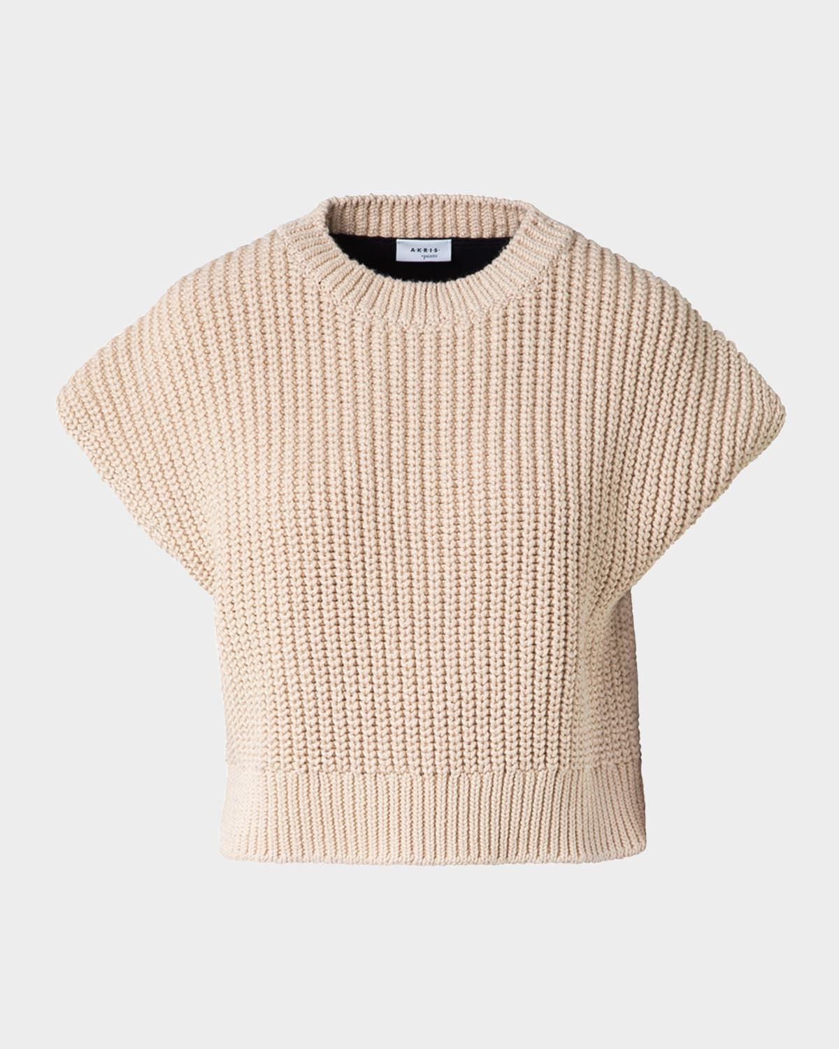 Mixed-Media Colorblock Short-Sleeve Sweater