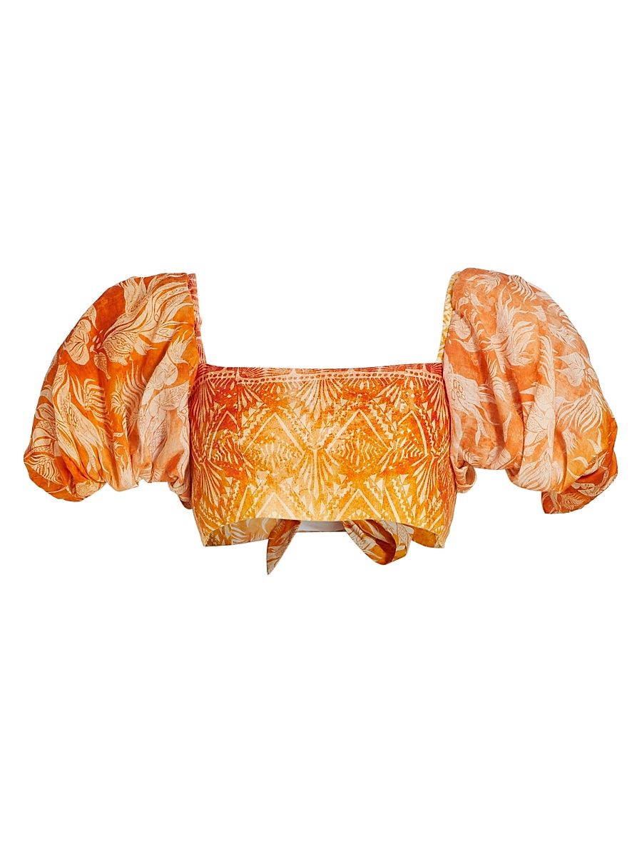 Women's Raiz - R23 Congo Puff-Sleeve Crop Top - Tangerine - Size 8