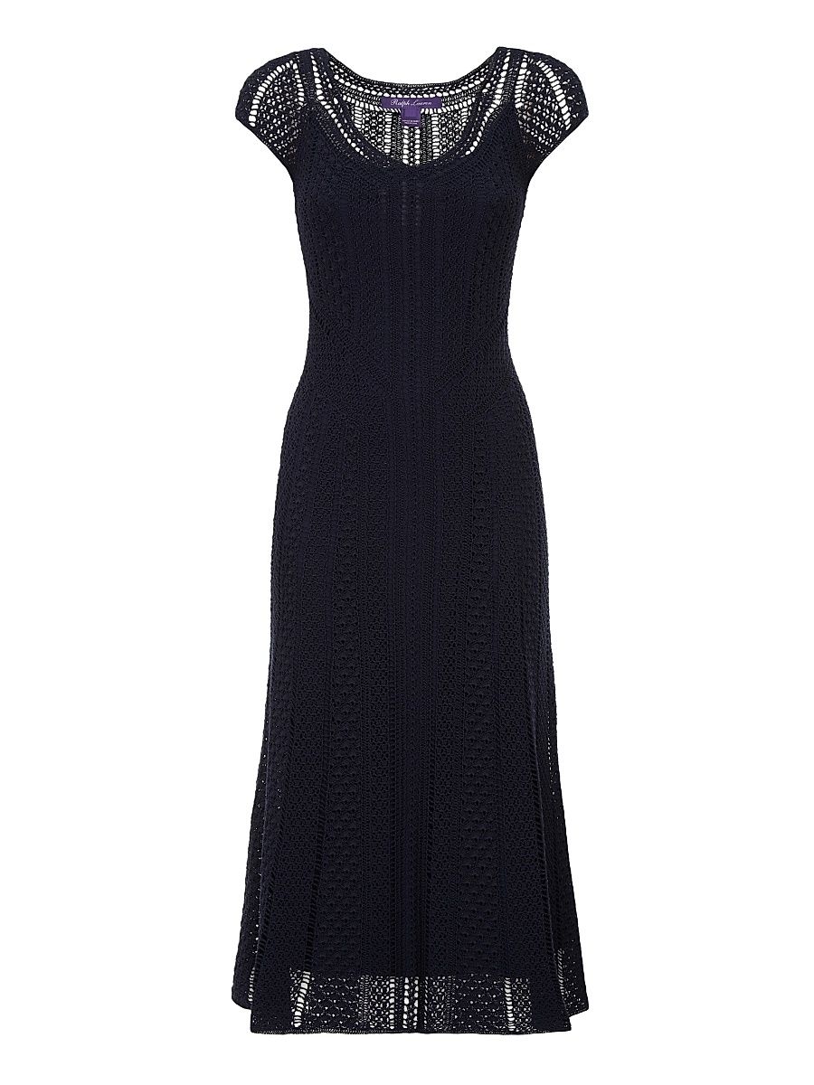 Women's Crosley Crochet Silk Midi-Dress - Icon Navy - Size Large