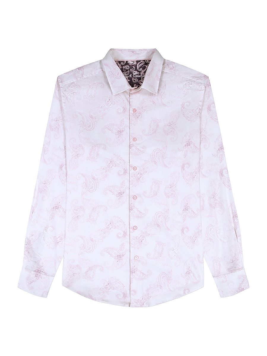 Men's Werrington Paisley Stretch-Cotton Shirt - Light Pink - Size XXL