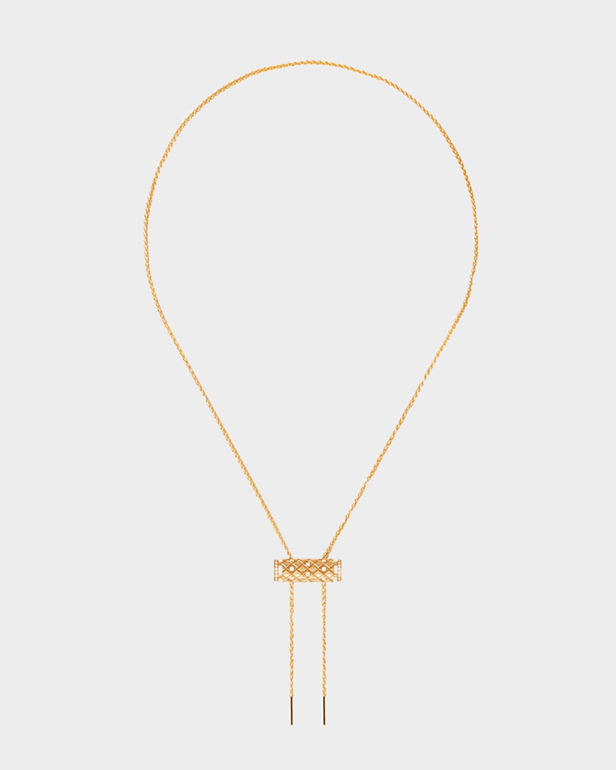 18K Semi Pave Latch Pendant on MM Chain Necklace