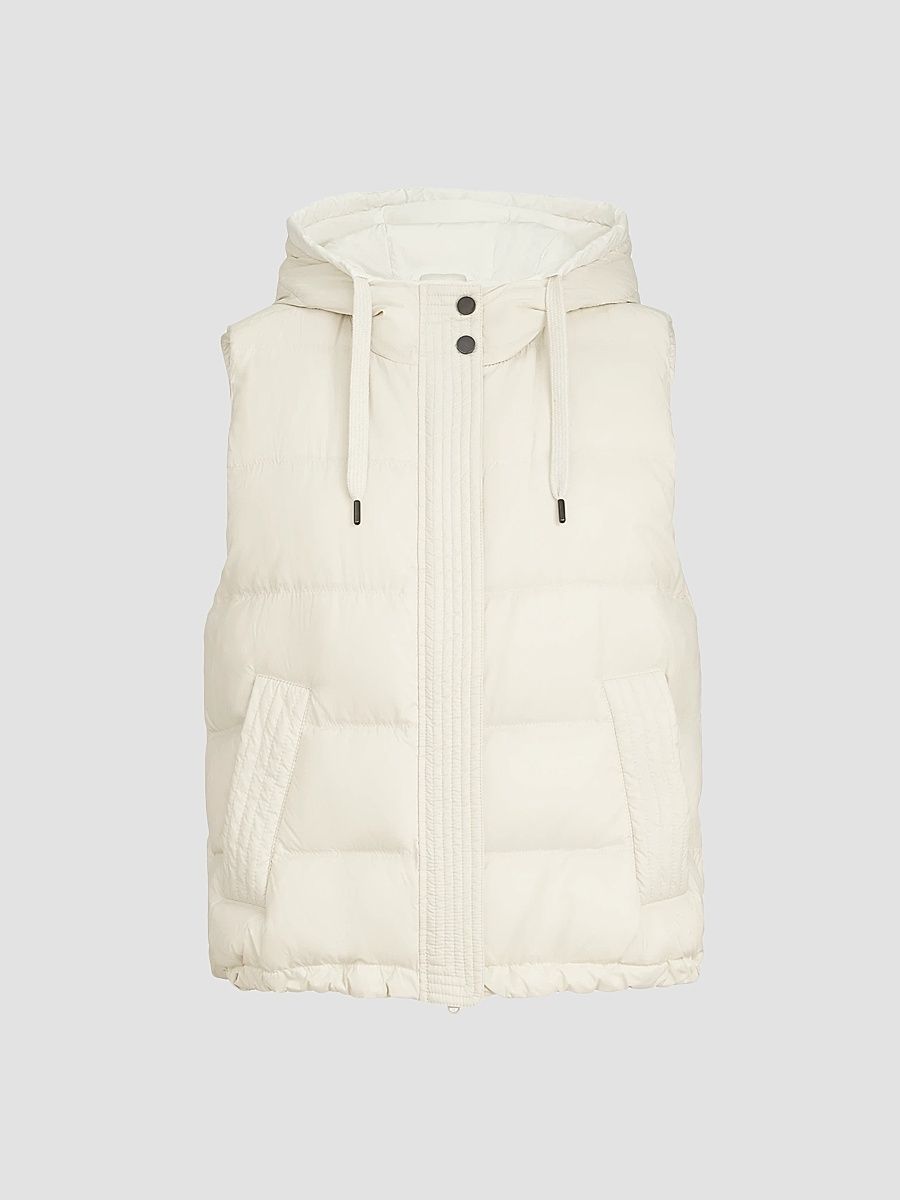 Women's Lightweight Matte Nylon Down Vest - Milk - Size 12