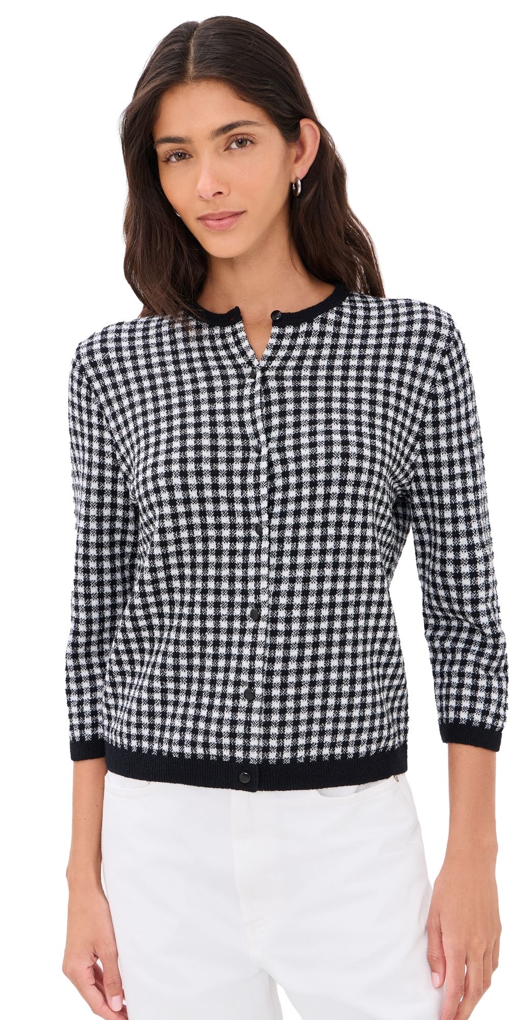 Vince Gingham Cardigan Black/Off White S