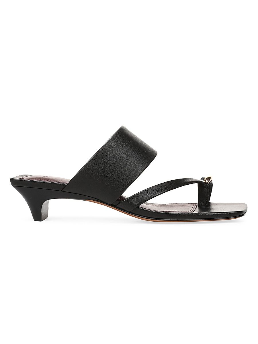 Women's Stacy 40MM Leather Thong Sandals - Black - Size 11