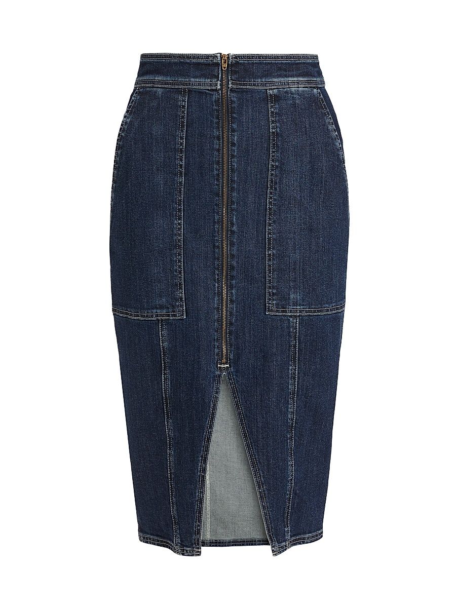 Women's Marietta Denim Utility Midi-Skirt - Dark Wash - Size 27