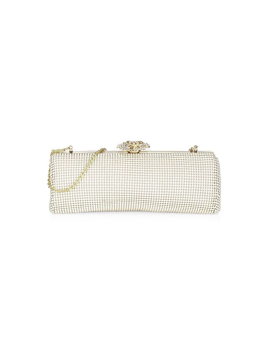 Women's Crystal Flower Clutch - Silver