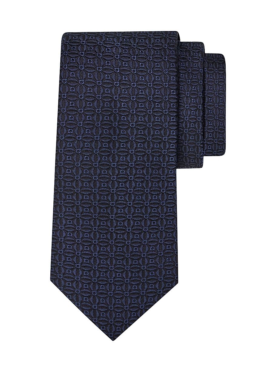 Men's Aosta Gancio Woven Silk Tie - Blue Scuro