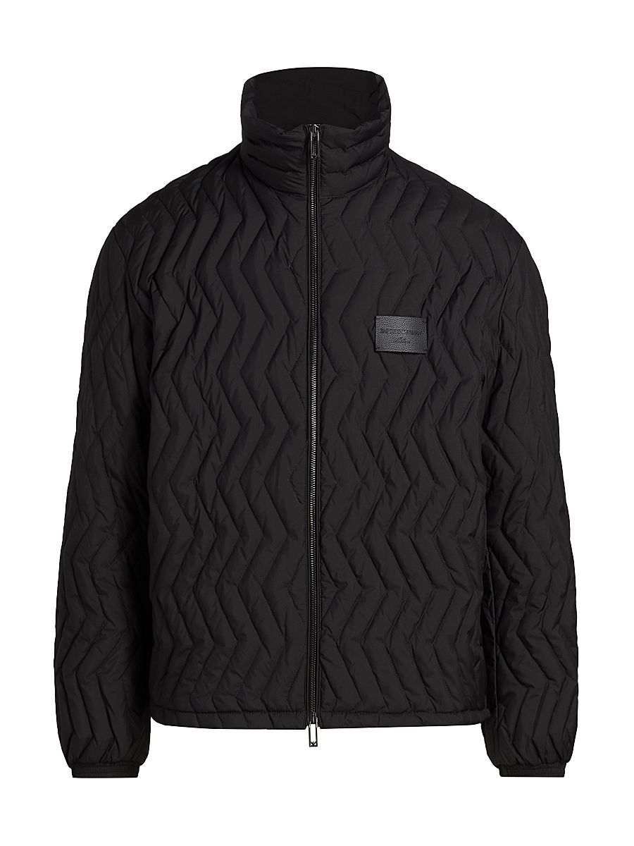 Men's Zig-Zag Padded Down Jacket - Black - Size 44