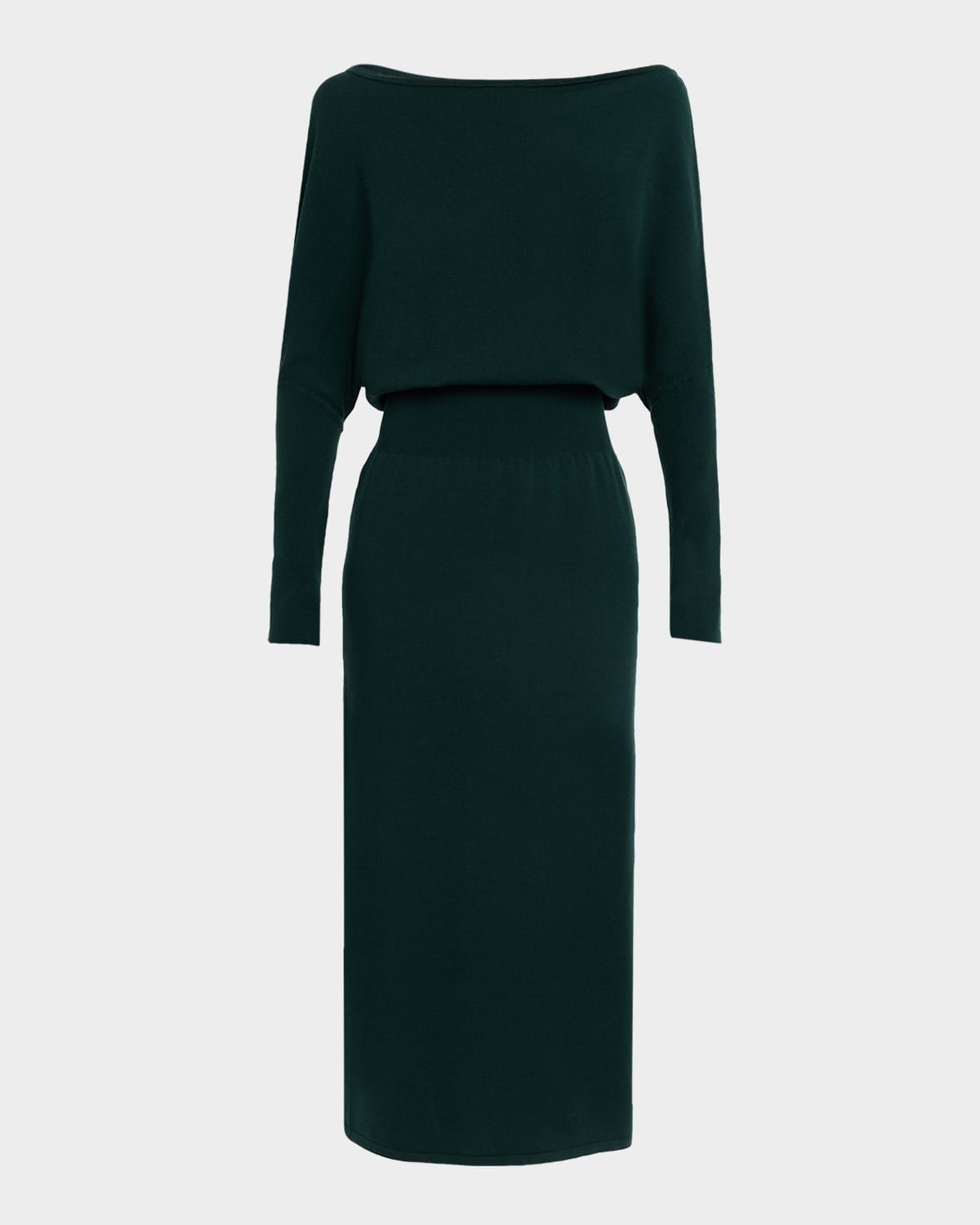 Janese Long-Sleeve Wool Midi Dress