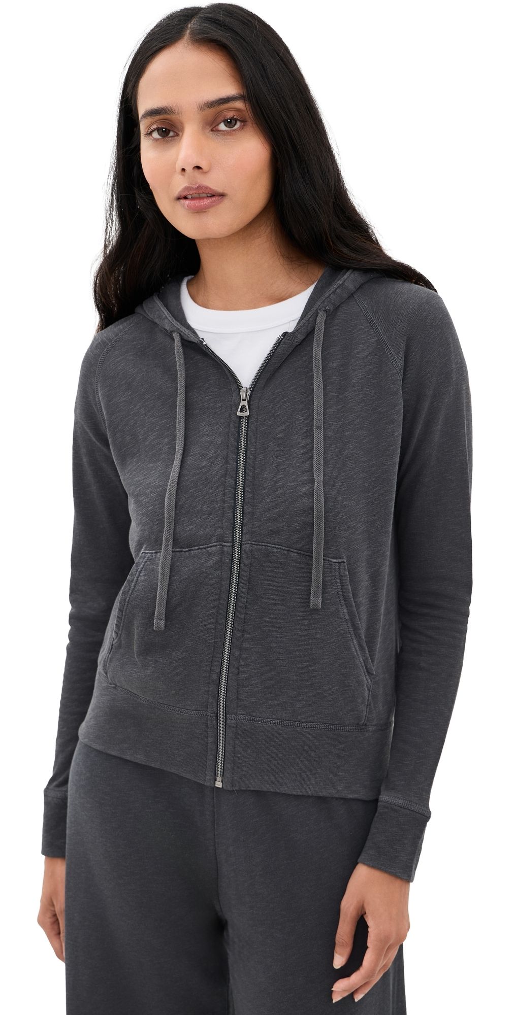 James Perse Vintage French Terry Zip Hoody Blue Noir 0