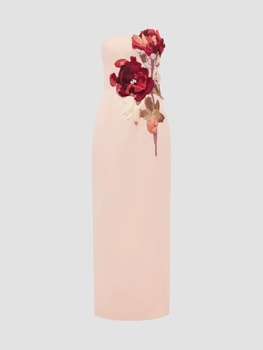 Women's Sojourn Rayna Floral-Appliqué Strapless Maxi Dress - Reverie In Nectar - Size 14