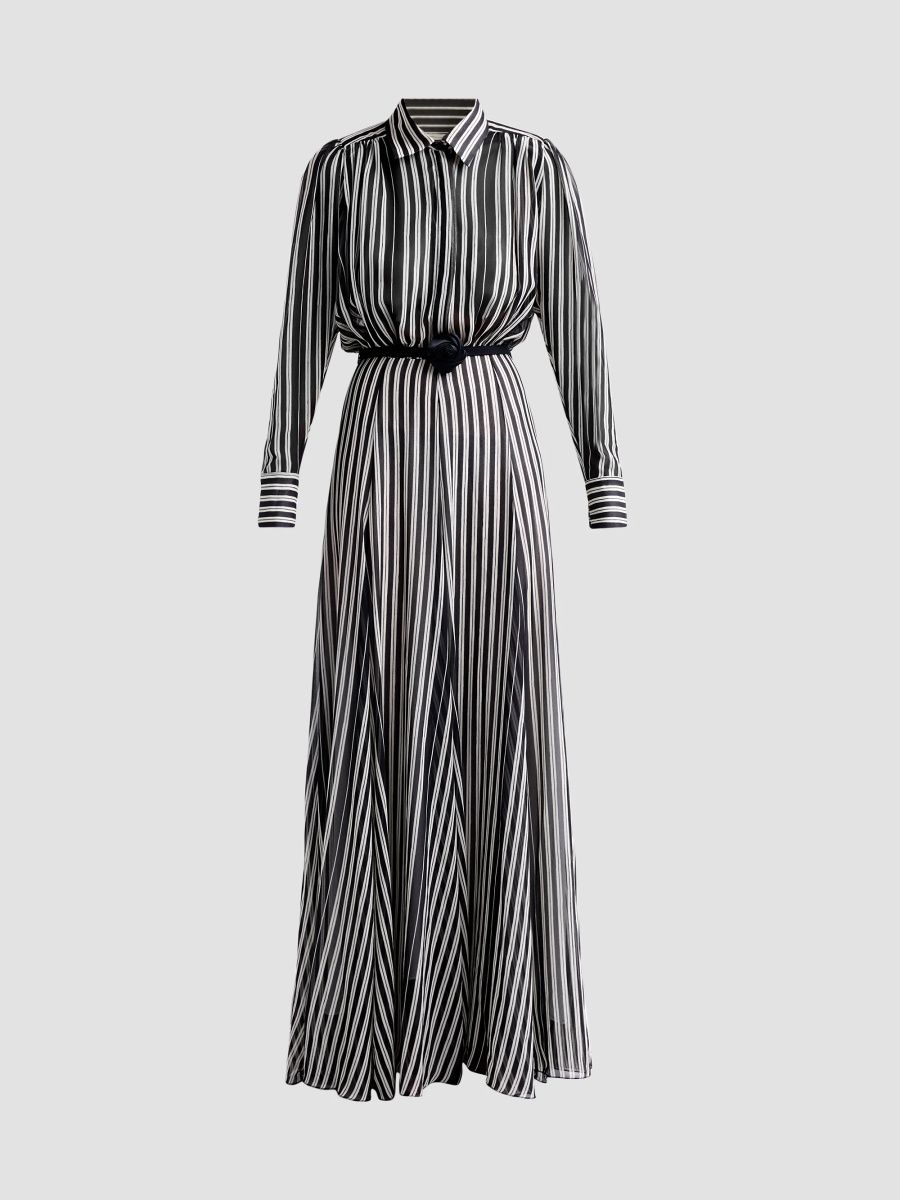Chiara Boni La Petite Robe Women's Liyan Striped Chiffon Maxi Dress - Riviera - Size 16