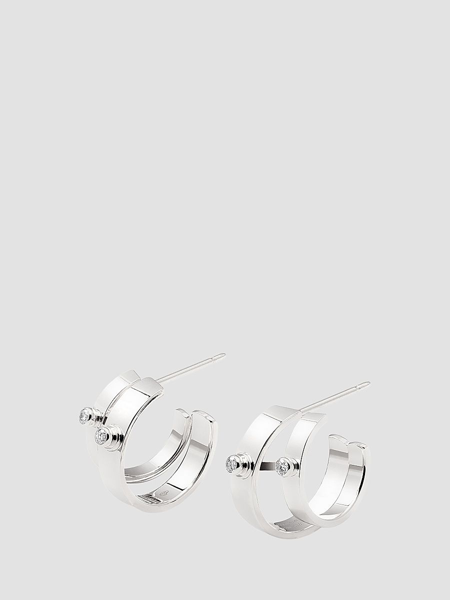 Women's Mood Monday Morning 18K White Gold & 0.13 TCW Diamond Double Hoop Earrings - White Gold