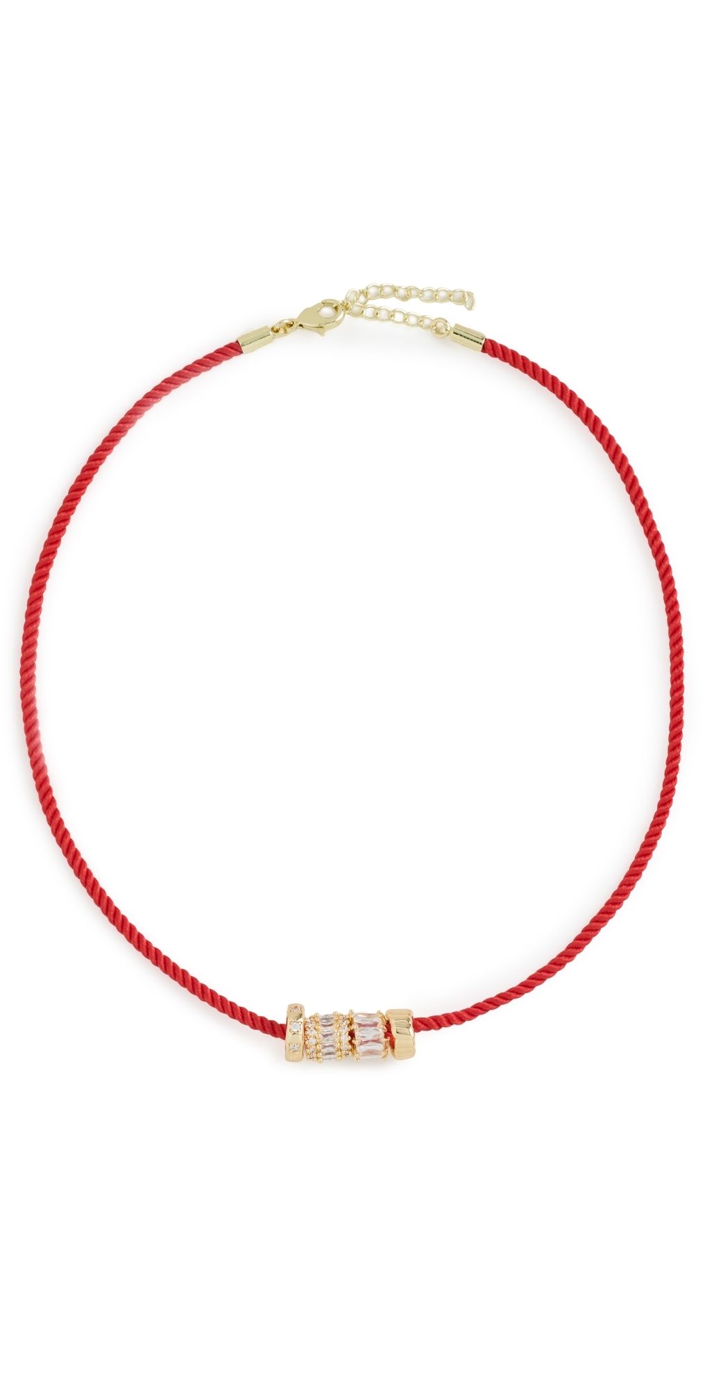 By Adina Eden Red Cord Rondelle Charm Necklace Gold One Size
