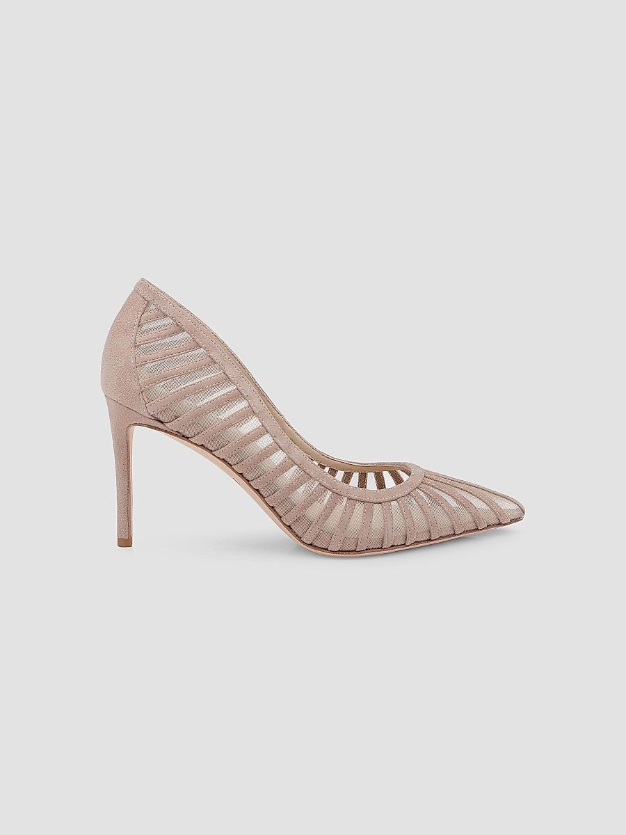 L'AGENCE Women's Lenox 90MM Suede-Mesh Pumps - Cappuccino Suede - Size 9