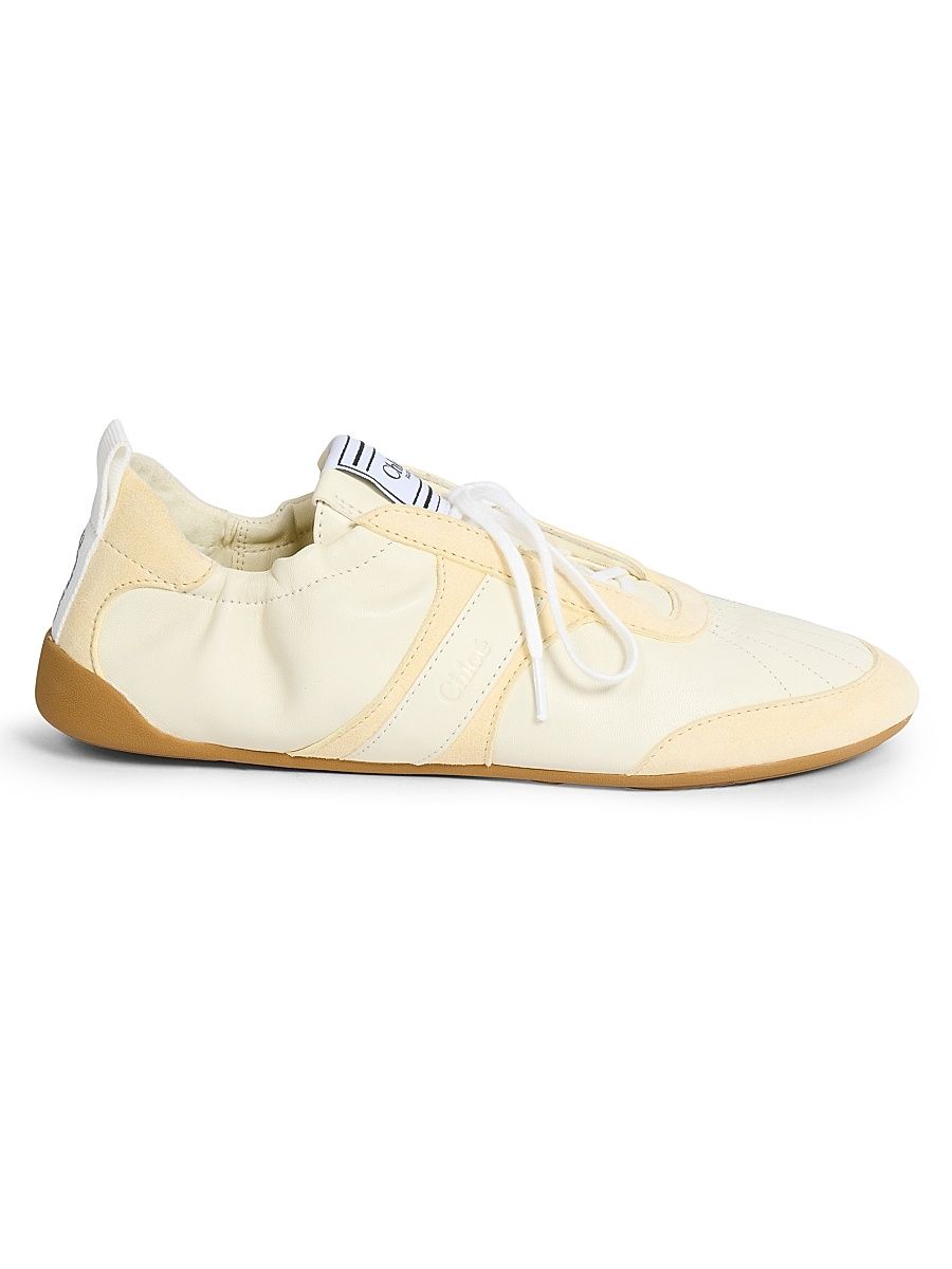 Women's Kick Leather Low-Top Sneakers - Buttercream - Size 12