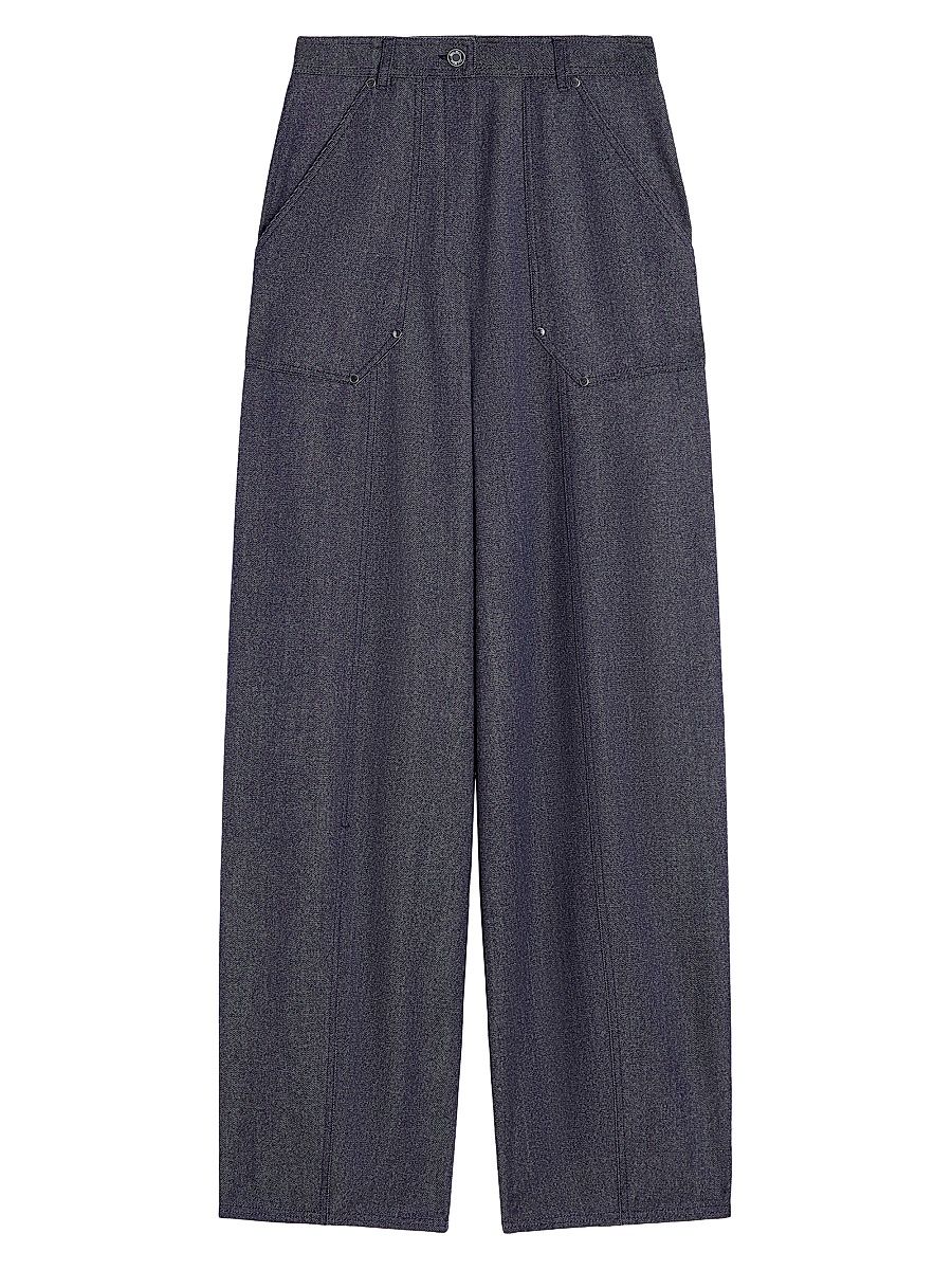 Women's Denim Effect Wool Trousers - Ultramarine - Size 16