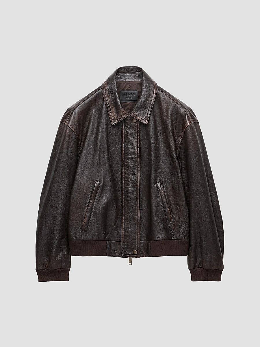 Women's Nappa Leather Jacket - Brown - Size 8