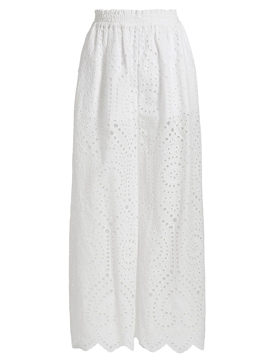 Women's Connie Cotton Eyelet Pants - White - Size XL